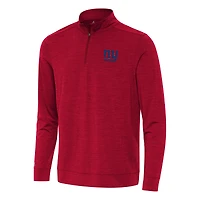 Men's Antigua Heather Red New York Giants Bright Quarter-Zip Top