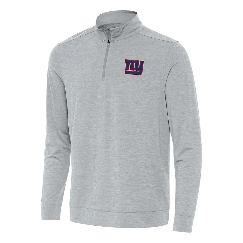 Men's Antigua Heather New York Giants Bright Quarter-Zip Top