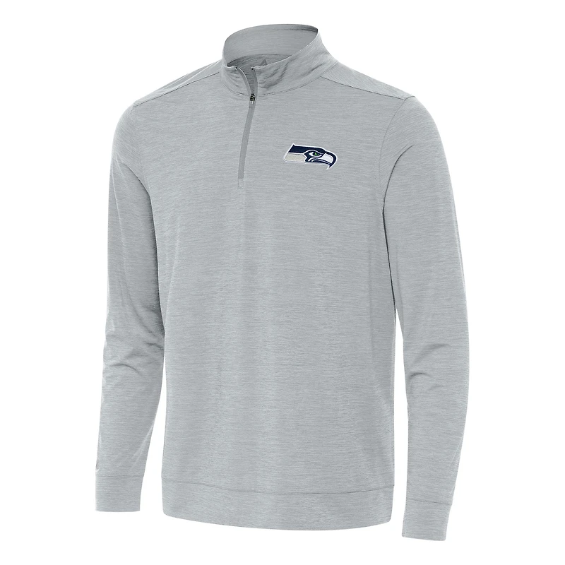 Men's Antigua Heather Gray Seattle Seahawks Bright Quarter-Zip Top