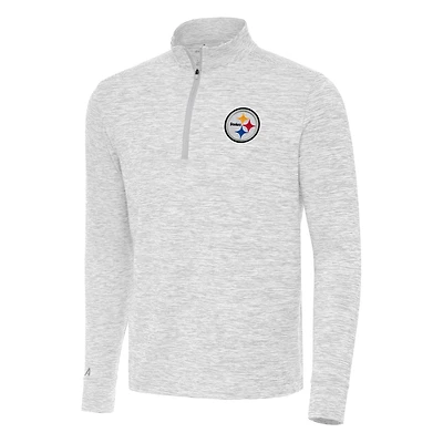 Men's Antigua Gray Pittsburgh Steelers Cause Quarter-Zip Top