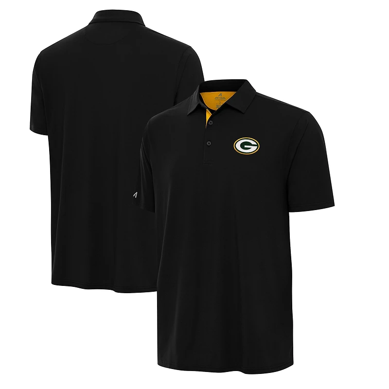 Men's Antigua Black/Gold Green Bay Packers Era Polo