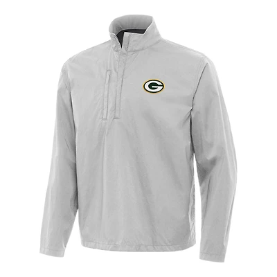 Men's Antigua Gray Green Bay Packers Brisk Quarter-Zip Pullover Jacket