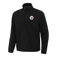 Men's Antigua Black Pittsburgh Steelers Brisk Quarter-Zip Pullover Jacket
