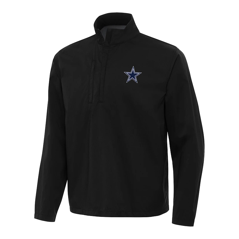 Men's Antigua Black Dallas Cowboys Brisk Quarter-Zip Pullover Jacket