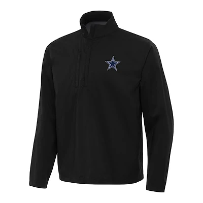 Men's Antigua Black Dallas Cowboys Brisk Quarter-Zip Pullover Jacket