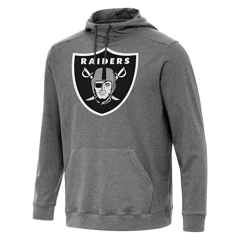 Men's Antigua Heather Black Las Vegas Raiders Cloud Pullover Hoodie