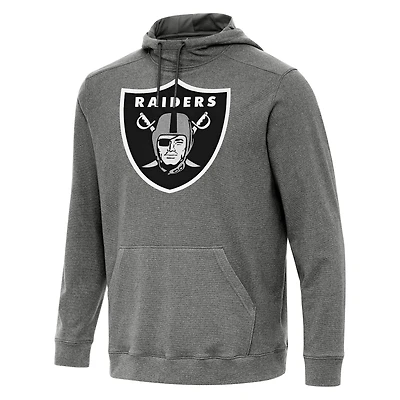 Men's Antigua Heather Black Las Vegas Raiders Cloud Pullover Hoodie