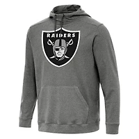 Men's Antigua Heather Black Las Vegas Raiders Cloud Pullover Hoodie