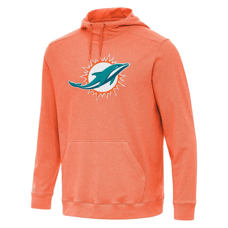Men's Antigua Heather Orange Miami Dolphins Cloud Pullover Hoodie