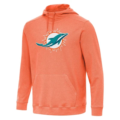 Men's Antigua Heather Orange Miami Dolphins Cloud Pullover Hoodie