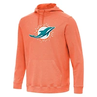 Men's Antigua Heather Orange Miami Dolphins Cloud Pullover Hoodie