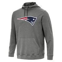 Men's Antigua Heather Black New England Patriots Cloud Pullover Hoodie