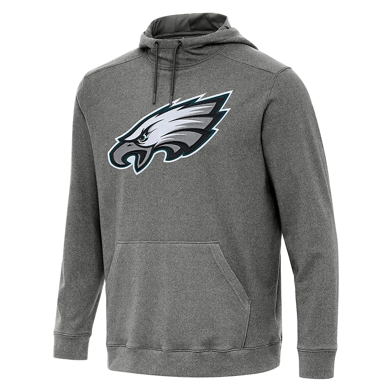 Men's Antigua Heather Black Philadelphia Eagles Cloud Pullover Hoodie