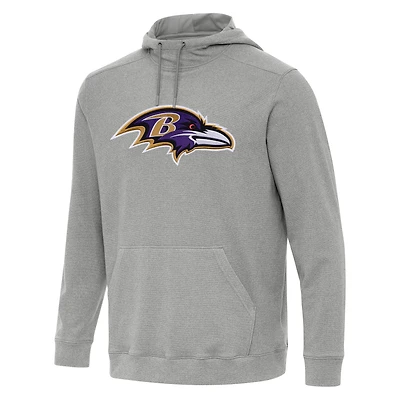 Men's Antigua Heather Gray Baltimore Ravens Cloud Pullover Hoodie