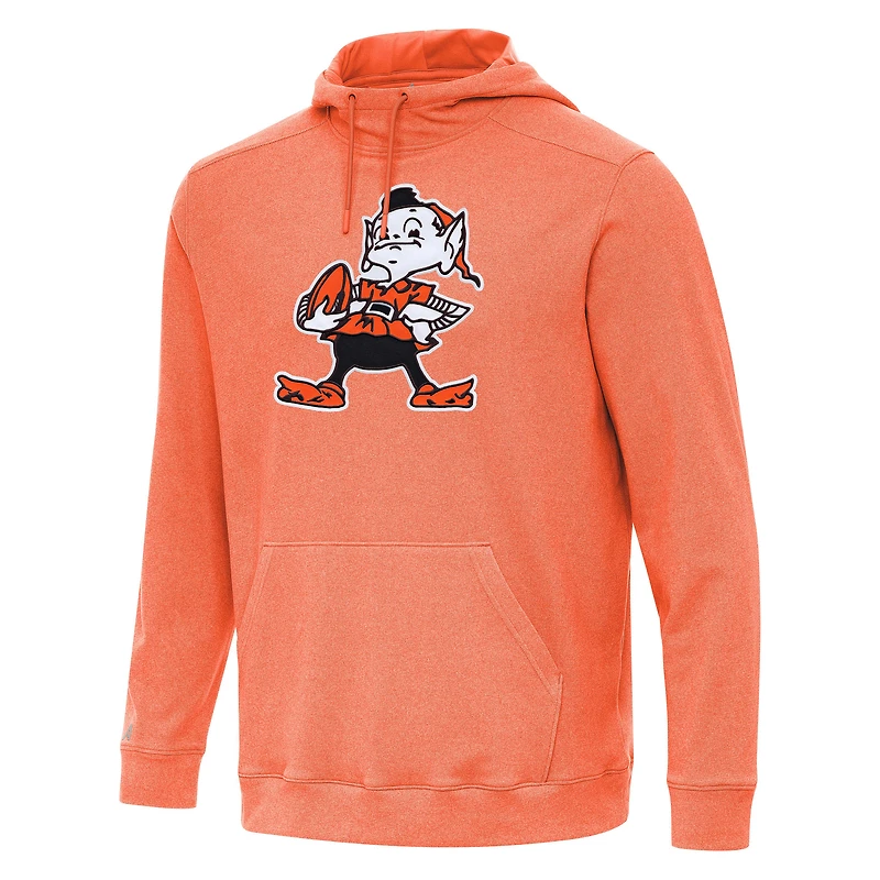 Men's Antigua Heather Orange Cleveland Browns Cloud Pullover Hoodie