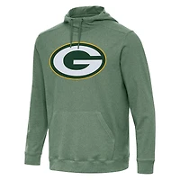 Men's Antigua Heather Green Green Bay Packers Cloud Pullover Hoodie