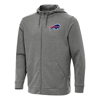 Men's Antigua Heather Black Buffalo Bills Effortless Full-Zip Hoodie