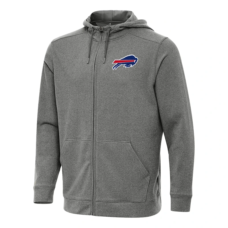 Men's Antigua Heather Black Buffalo Bills Effortless Full-Zip Hoodie