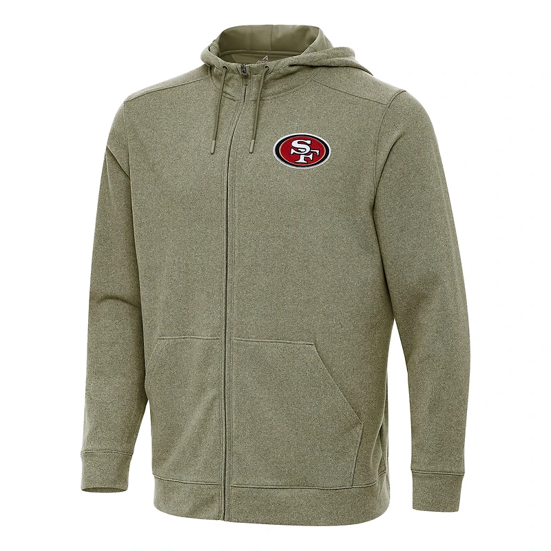 Men's Antigua Olive San Francisco 49ers Effortless Full-Zip Hoodie