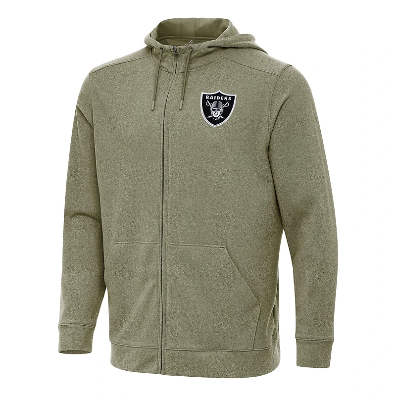 Men's Antigua Olive Las Vegas Raiders Effortless Full-Zip Hoodie