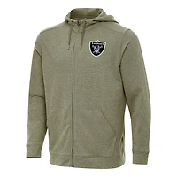 Men's Antigua Olive Las Vegas Raiders Effortless Full-Zip Hoodie