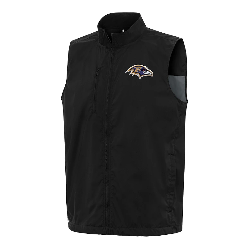 Men's Antigua Black Baltimore Ravens Brisk Full-Zip Vest