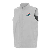 Men's Antigua Gray Miami Dolphins Brisk Full-Zip Vest