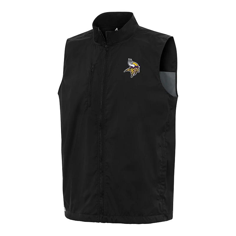 Men's Antigua Black Minnesota Vikings Brisk Full-Zip Vest