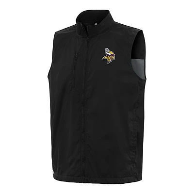 Men's Antigua Black Minnesota Vikings Brisk Full-Zip Vest