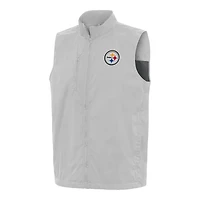 Men's Antigua Gray Pittsburgh Steelers Brisk Full-Zip Vest