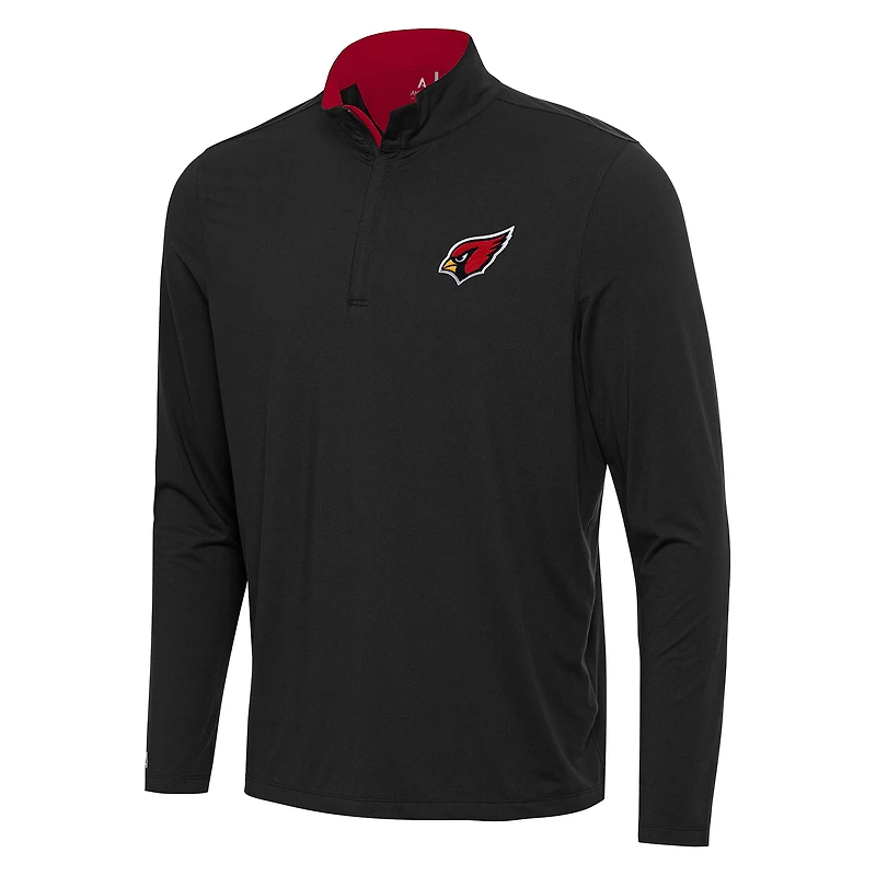 Men's Antigua Black/Cardinal Arizona Cardinals Content Quarter-Zip Pullover Top