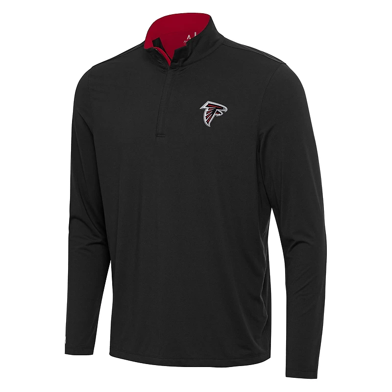 Men's Antigua Black/Red Atlanta Falcons Content Quarter-Zip Pullover Top