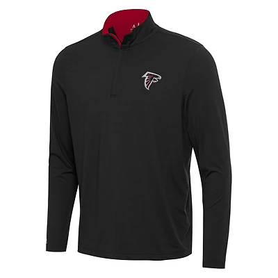 Men's Antigua Black/Red Atlanta Falcons Content Quarter-Zip Pullover Top