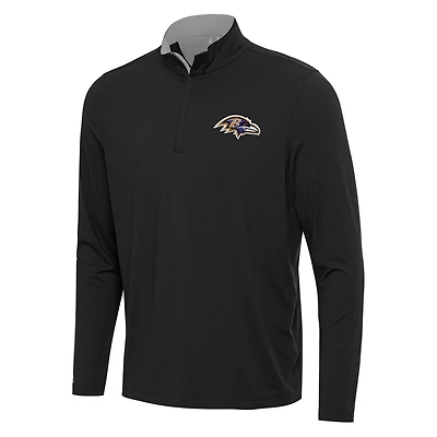 Men's Antigua Black/Gray Baltimore Ravens Content Quarter-Zip Pullover Top