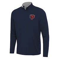 Men's Antigua Navy/Gray Chicago Bears Content Quarter-Zip Pullover Top