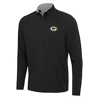 Men's Antigua Black/Gray Green Bay Packers Content Quarter-Zip Pullover Top