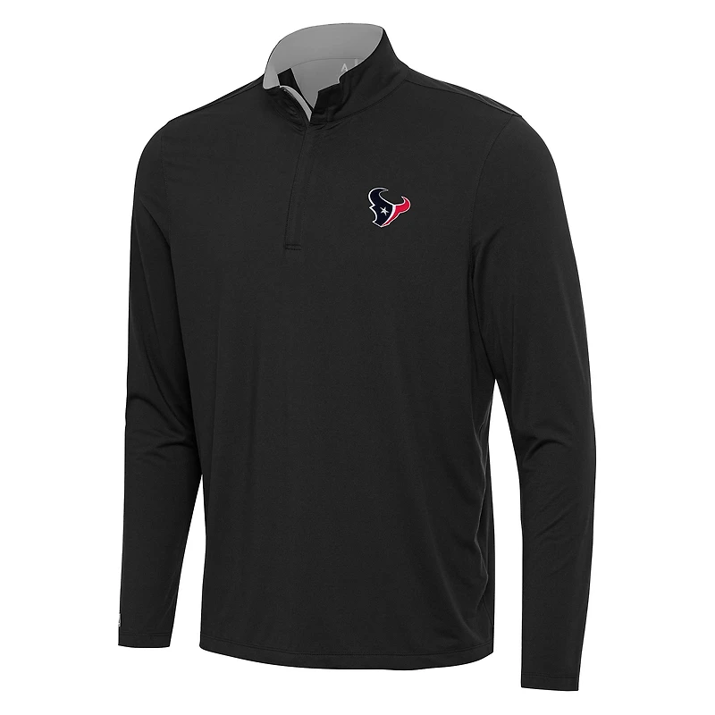Men's Antigua Black/Gray Houston Texans Content Quarter-Zip Pullover Top