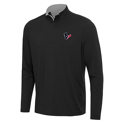 Men's Antigua Black/Gray Houston Texans Content Quarter-Zip Pullover Top