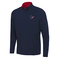 Men's Antigua Navy/Red Houston Texans Content Quarter-Zip Pullover Top