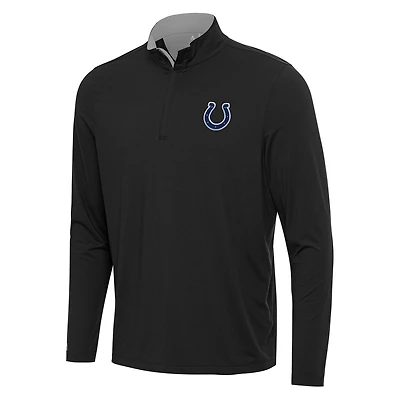 Men's Antigua Black/Gray Indianapolis Colts Content Quarter-Zip Pullover Top