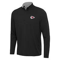 Men's Antigua Black/Gray Kansas City Chiefs Content Quarter-Zip Pullover Top