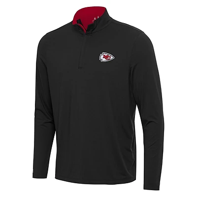 Men's Antigua Black/Red Kansas City Chiefs Content Quarter-Zip Pullover Top