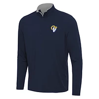 Men's Antigua Navy/Gray Los Angeles Rams Content Quarter-Zip Pullover Top