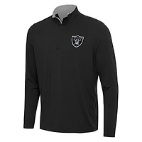 Men's Antigua Black/Gray Las Vegas Raiders Content Quarter-Zip Pullover Top