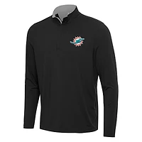 Men's Antigua Black/Gray Miami Dolphins Content Quarter-Zip Pullover Top