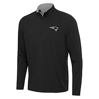 Men's Antigua Black/Gray New England Patriots Content Quarter-Zip Pullover Top