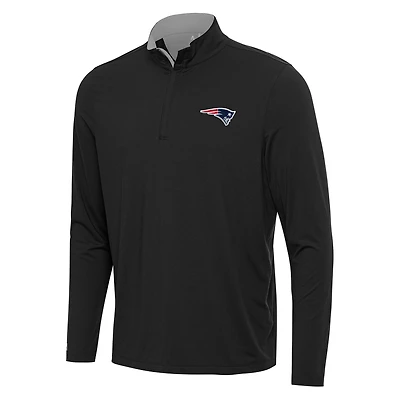 Men's Antigua Black/Gray New England Patriots Content Quarter-Zip Pullover Top