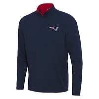 Men's Antigua Navy/Red New England Patriots Content Quarter-Zip Pullover Top