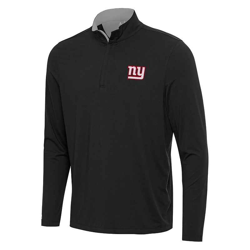 Men's Antigua Black/Gray New York Giants Content Quarter-Zip Pullover Top