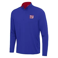 Men's Antigua Royal/Red New York Giants Content Quarter-Zip Pullover Top